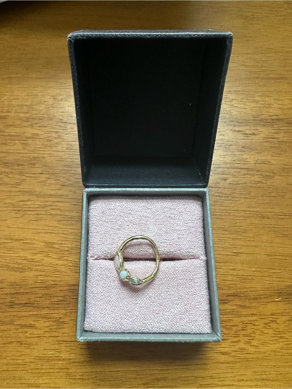 Misa Los Angeles Gold Leaf Ring with Opalescent Stones
